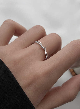 缠绕线条戒指女单身冷淡风小众设计精致轻奢学生开口指环