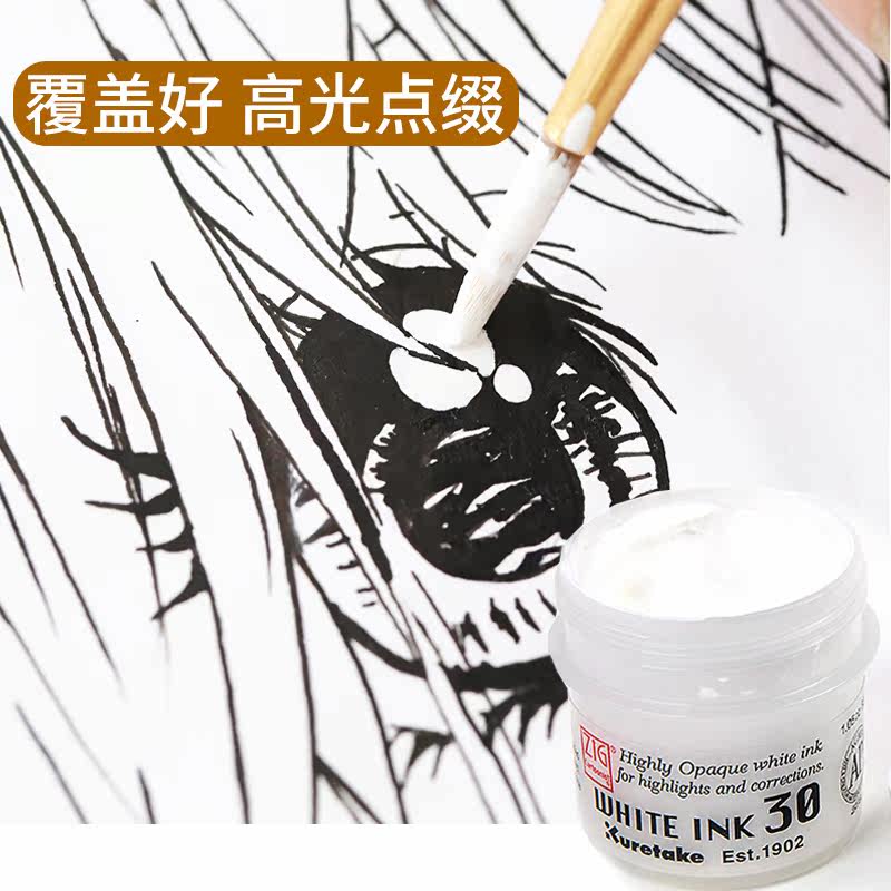 Kuretake 日本吴竹sumi Ink 漫画专用墨水防水水性颜料彩色稿绘画手绘高光书写白液修正液蘸水笔墨水补充