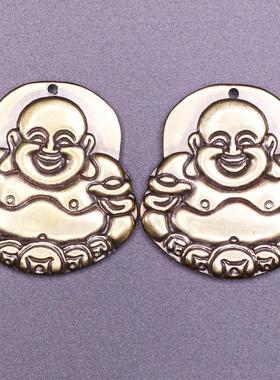2026黄铜双面弥勒佛铜牌钥匙扣挂件挂坠吊坠小工艺礼品宝宝佛吊坠