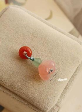 2026延禧天然南红隔珠吊坠玛瑙小提溜手炼手串配饰小挂件项炼diy