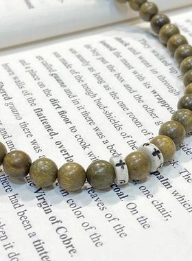 2026绿檀木古风文艺双圈莲花款带跑环手串木质文玩男女款手持手把