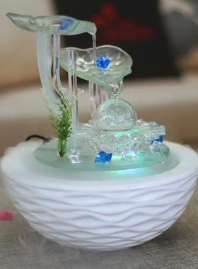 2026流水摆件碧盘滚珠加湿生财店铺桌面水晶球美容院装饰摆件开业