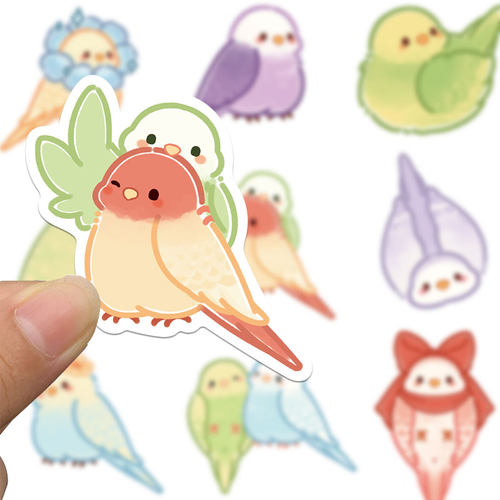 40张鹦鹉贴纸笔记本行李箱电脑手机壳ipad装饰手账个性防水贴纸 - 图0