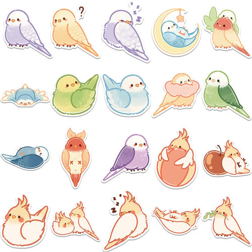 40张鹦鹉贴纸笔记本行李箱电脑手机壳ipad装饰手账个性防水贴纸 - 图3