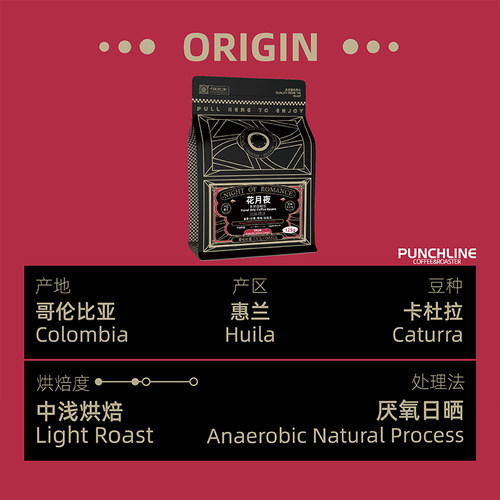 PUNCHLINE 哥伦比亚花月夜精品手冲咖啡豆花果香美式中度烘焙125g - 图0