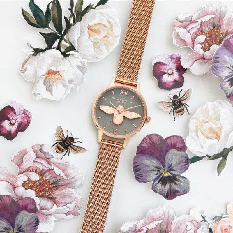 OliviaBurton 3D小蜜蜂小众简约时尚轻奢女式石英手表OB16FB10_虎窝淘