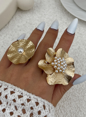 欧美跨境巴洛克异形仿珍珠戒指套