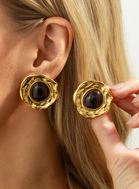 欧美跨境时尚ins风金属圆形褶皱