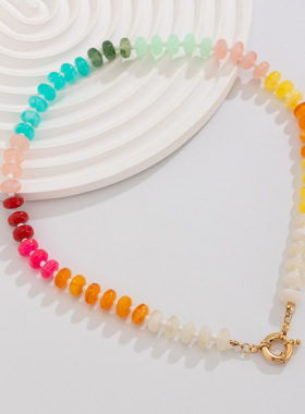 欧美跨境ins风彩色亚克力串珠项