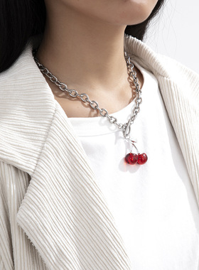黑色樱桃项链女Choker韩国复古原