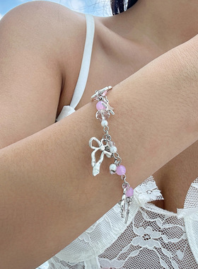 欧美跨境甜酷ins风仿珍珠蝴蝶结