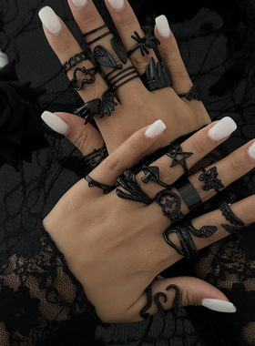 欧美跨境哥特暗黑蛇形蔓藤开口戒