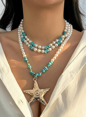 欧美风夸张海星大吊坠necklace女