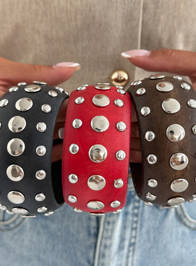 欧美跨境朋克风潮流几何圆形木质