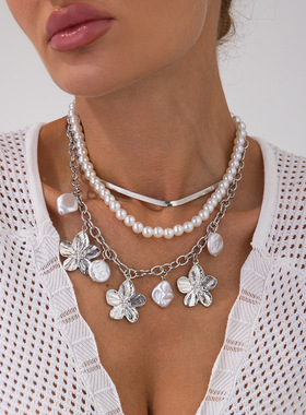 欧美跨境甜酷ins风金属花朵吊坠