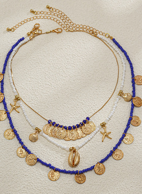 欧美跨境文艺复古风人像钱币项链