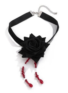 欧美跨境甜酷哥特风布艺玫瑰花朵