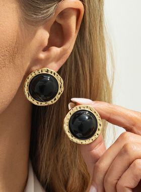 欧美跨境复古法式镶嵌树脂宝石戒