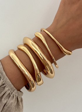 欧美跨境时尚ins风金属水滴光面