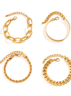 欧美跨境饰品嘻哈朋克镶钻古巴扣