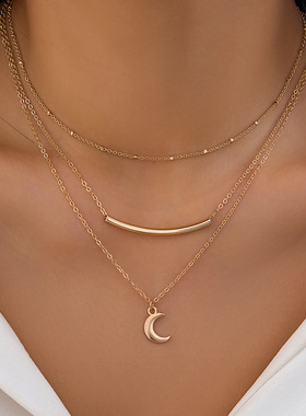 欧美简约素圈光面个性圆管项链百