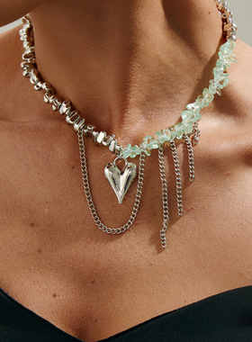 欧美跨境甜酷ins风金属爱心吊坠