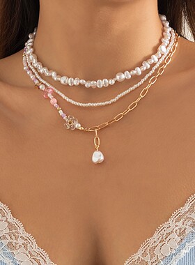 欧美法式复古粒珍珠项链女气质冷