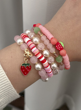 欧美跨境甜美ins风蝴蝶结草莓吊