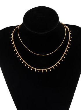 欧美跨境饰品 简约百搭细链条锁骨项链女 复古金属风几何项饰颈链