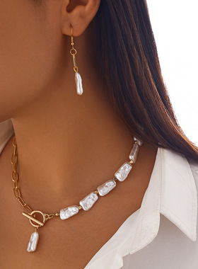 欧美跨境气质巴洛克仿珍珠项链ea