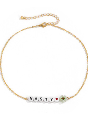 欧美跨境简约金属链条字母项链女