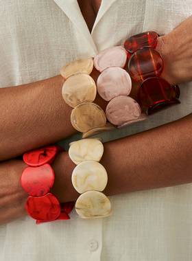 欧美跨境夸张ins风晕染树脂圆弧