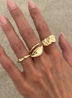 欧美跨境不规则液态金属褶皱开口