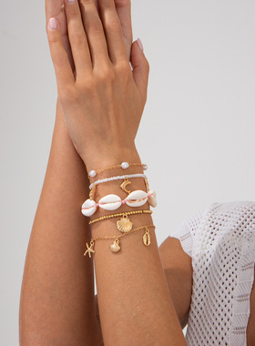 欧美跨境波西米亚海星扇贝壳手链