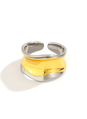 欧美跨境个性混色金属波纹指环手饰 复古不规则夸张立体戒指rings