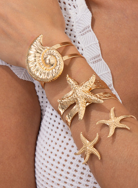 欧美跨境时尚夸张海星海螺手镯Br