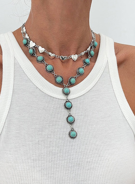 欧美跨境民族风仿松石十字架串珠