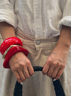 欧美跨境设计感不规则红色亚克力