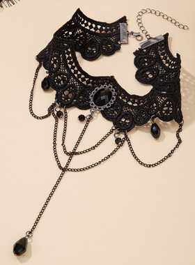 欧美跨境创意蝙蝠黑色水晶choker