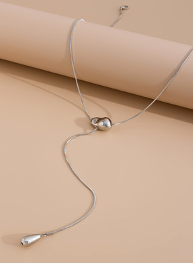 欧美跨境时尚ins风不规则吊坠锁骨项链 个性几何金属蛇骨链条项饰