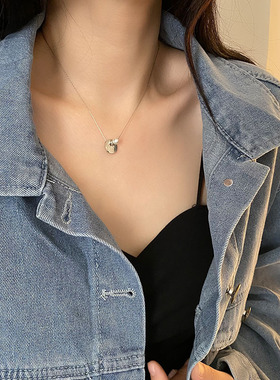 钛钢不掉色项链女欧美设计感金币