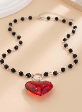 欧美跨境哥特甜酷风黑色水晶串珠