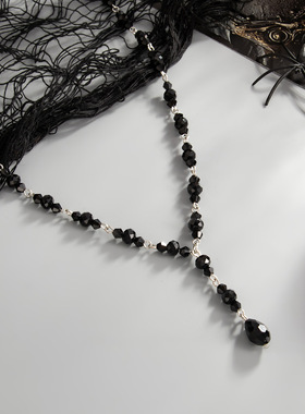 欧美跨境哥特暗黑风仿水晶串珠项