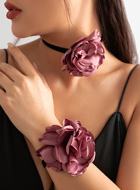 欧美跨境饰品气质复古大花朵项链