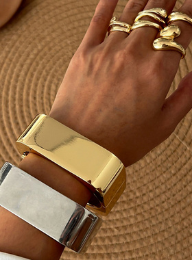 欧美跨境ins风金属质感光面弹簧