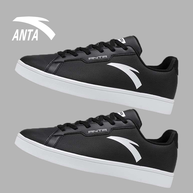 安踏板鞋男2025冬季新款休闲鞋子男士运动鞋官方旗舰皮面防水男鞋 - 图0