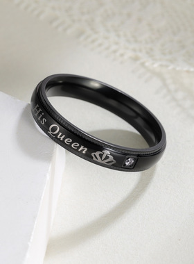 情侣对戒新款HerkingHisQueen皇