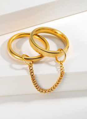 日韩ring欧美链条不锈钢叠戴戒指