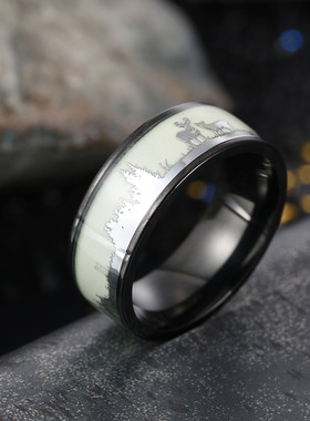 指环圣诞节礼物情侣钛钢夜光发光
