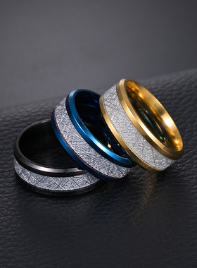 情侣对戒ring钛钢指环滴油镶嵌冰